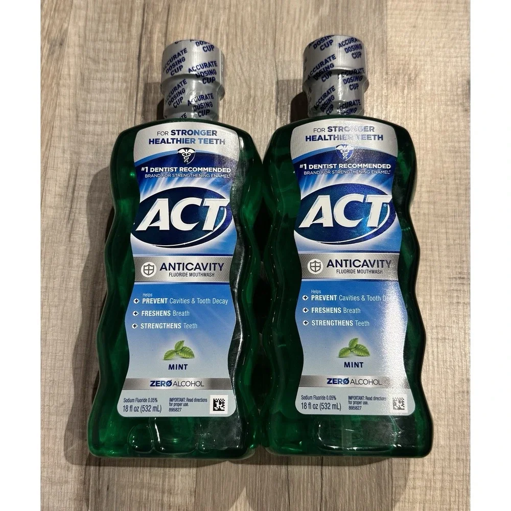 ACT Anticavity Fluoride Mouthwash Mint Alcohol Free 18 fl oz 2pk